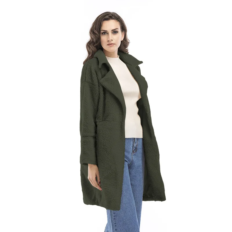 

New Winter woman Coat 2020 Thick Wool Blend Coat Women Long Sleeve Turn-down Collar Plush Outwear Casual Autumn Elegant Overcoat