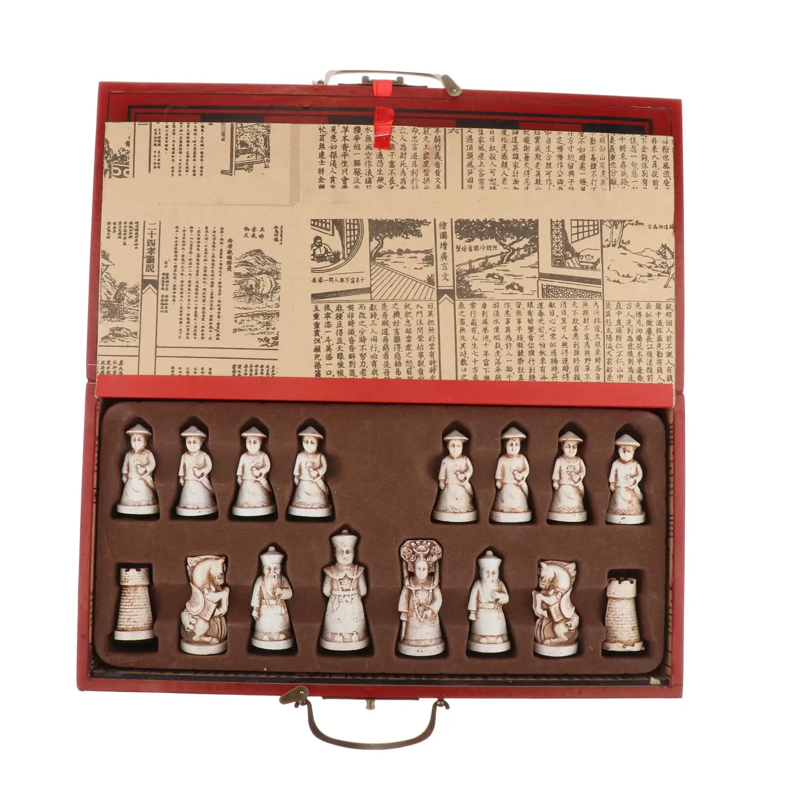 

16"x16" Folding Wooden Standard Chess Game Board Set with Resin Ancient Soldier