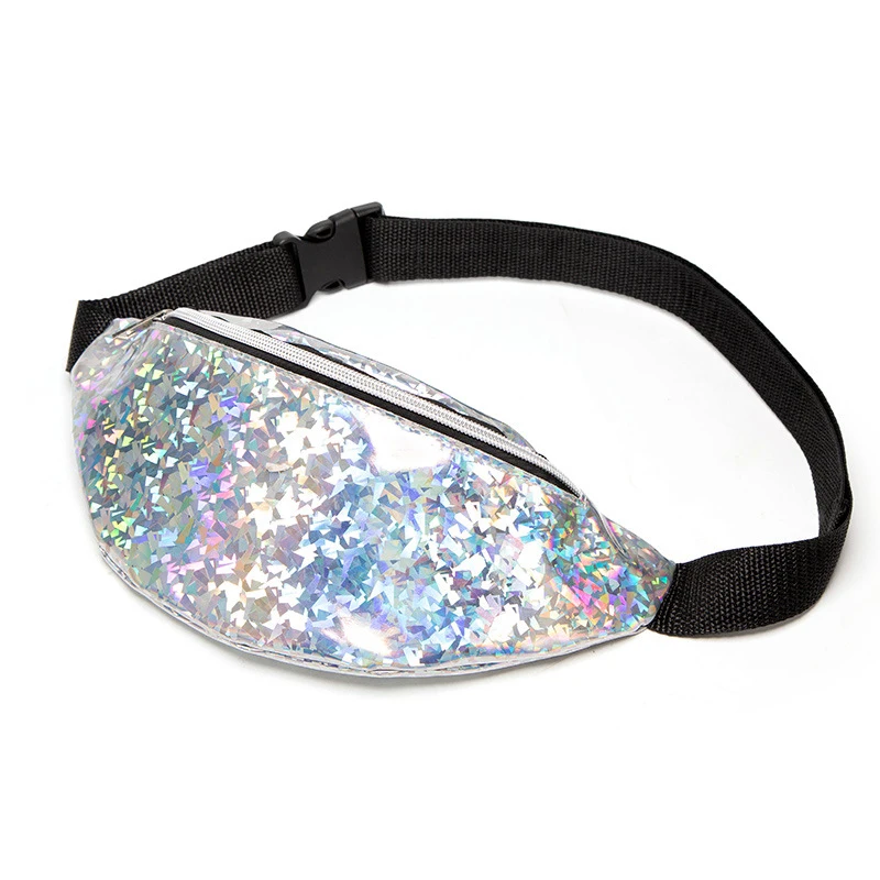 

New Waterproof Waist Bag Sports Lady Phone Crossbody Bag PU Leather Laser Zipper Chest Bag Wallet Travel Organizer