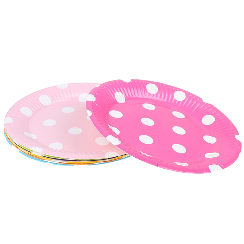 10 шт./лот бумажные тарелки в горошек красные точки вечерние принадлежности для