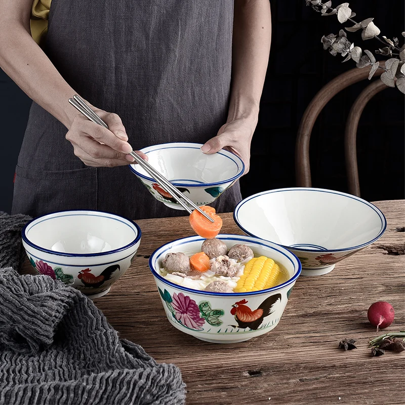 Керамическая миска для супа миски пениса и риса китайская винтажная фарфоровая