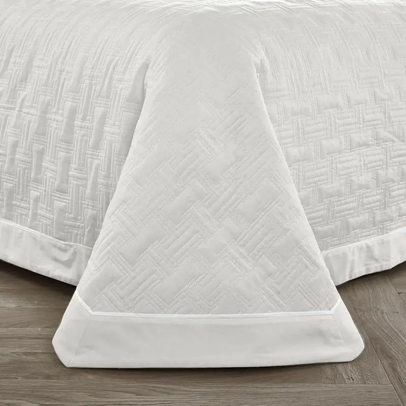 Solid color Nordic 100%cotton bedspreads Mattress topper embroidered quilted bed cover set of three plain bedspread luxury quil | Дом и сад