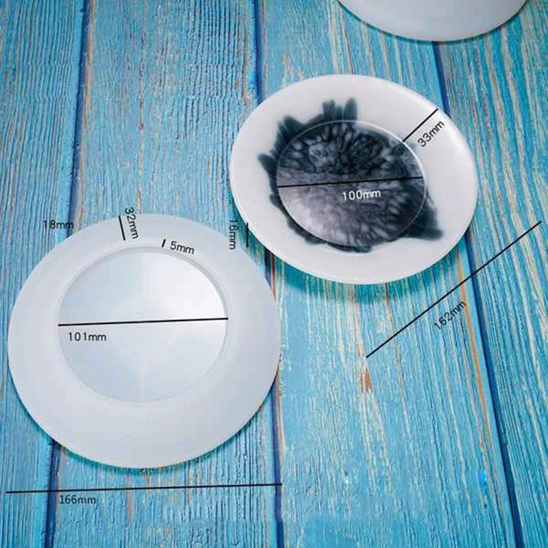 

Crystal Epoxy Mold DIY Handmade Round + Oval Flat Bottom Plate Highlight Mirror Plate Silicone Mold