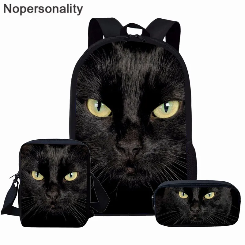 Nopersonality черная кошка печать Большая емкость школьная сумка для подростка Девочки Мальчики 3 шт./компл. Детский Школьный Рюкзак Школьная Сумка - Цвет: L5219CEK