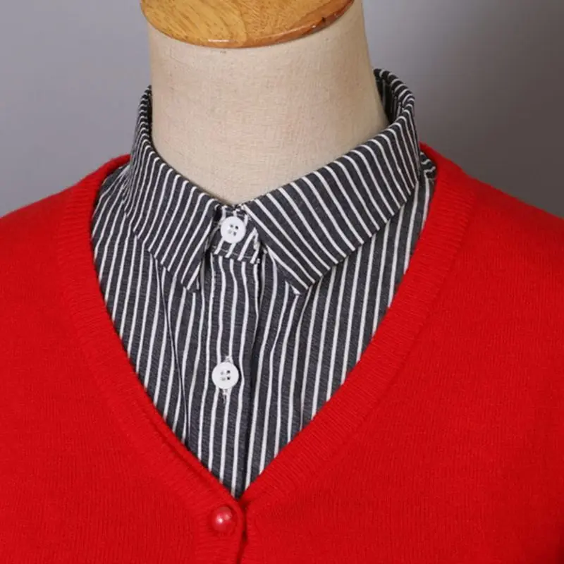 

Vertical Striped Detachable Collar Women/Man Vintage Choker Necklace Detachable Lapel Shirt Fake False Collar Clothing