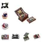 KittenBaby 1:12 миниатюрная винтажная швейная коробка с иглой, набор ножниц, аксессуары для украшения кукольного домика, мебель, игрушка