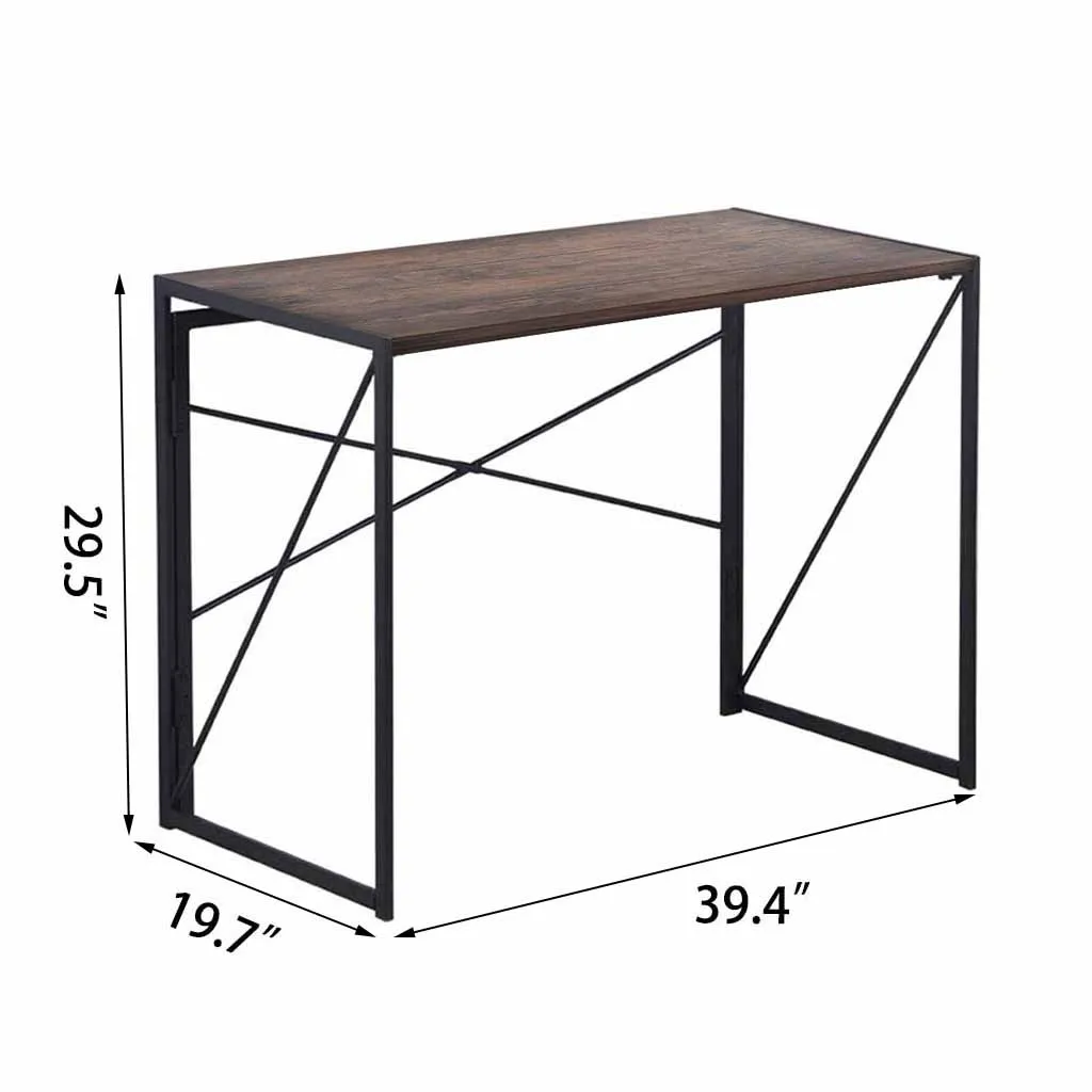 

Folding Computer Desk Simpleness Foldable Laptop Table Learning Desk Workstation Sturdy Student Study Computer Desk, Walnut