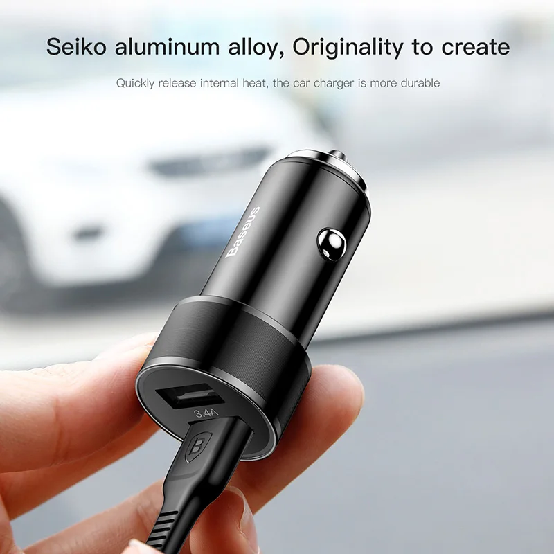 Автомобильное зарядное устройство Baseus 36 Вт 3.4A с двумя usb-портами быстрая зарядка