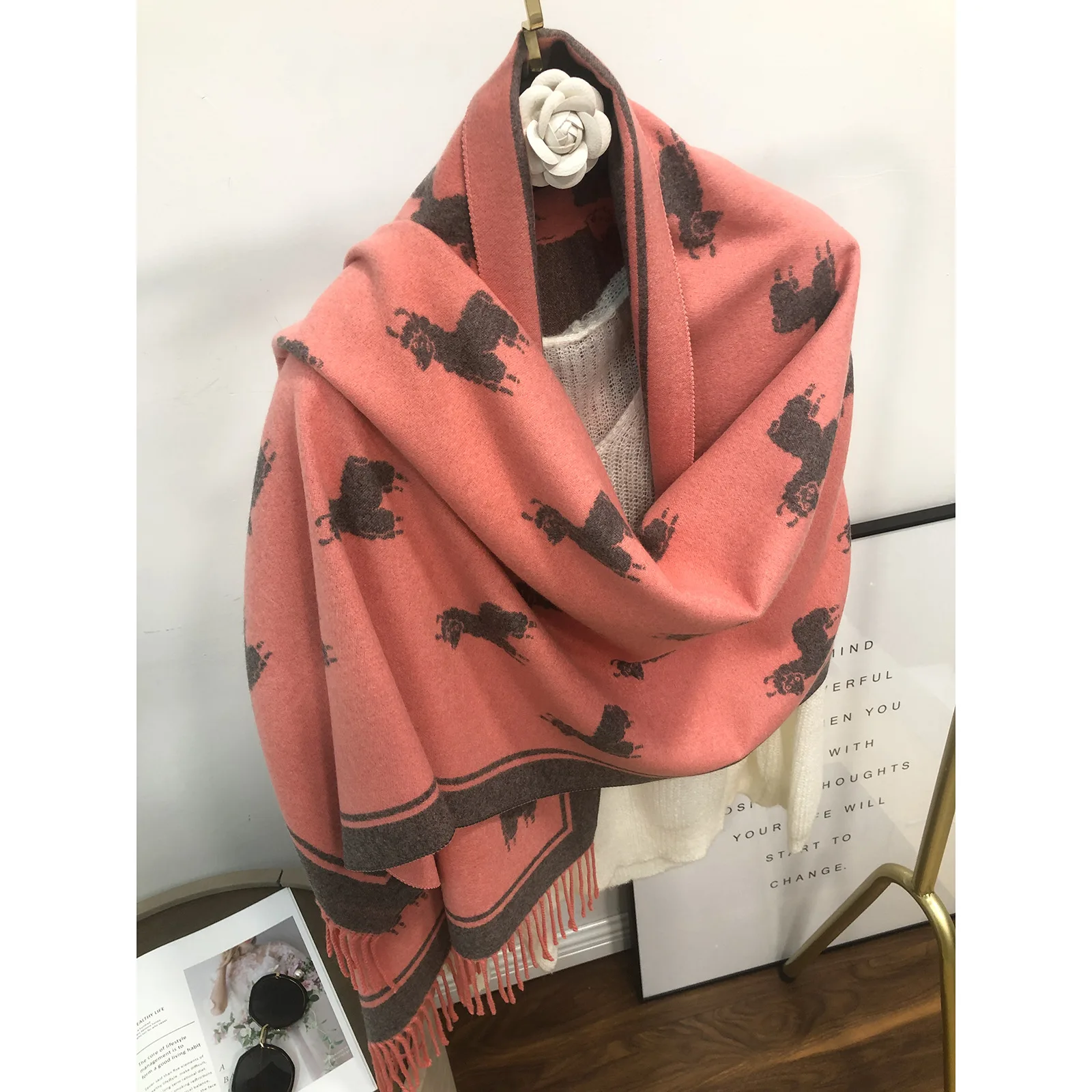 

2020Korean autumn and winter new cashmere jacquard scarf for women Fashionable long and thick warm shawl head scarf Lady's Scarf