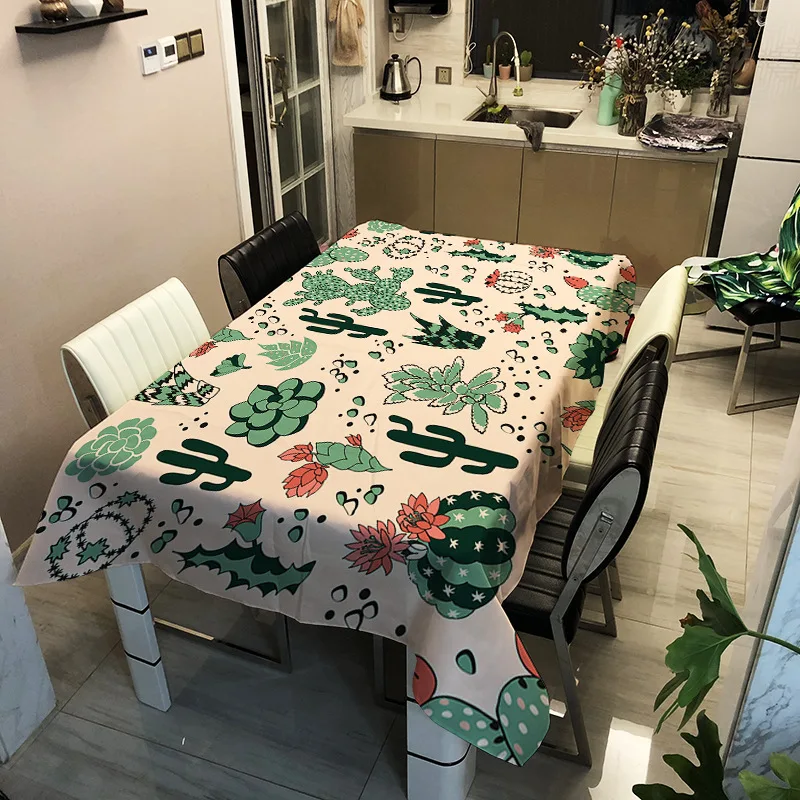 

Animal and cactus print pattern washable decorative household waterproof tablecloth