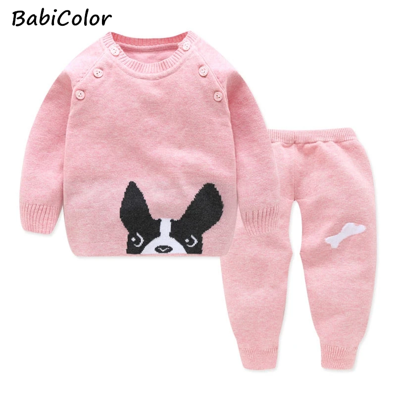 

Baby Girls Clothes Set Autumn Winter Cartoon sweater Clothing Set New Kids Knitted Sweet Outfit Children Clothes Suit