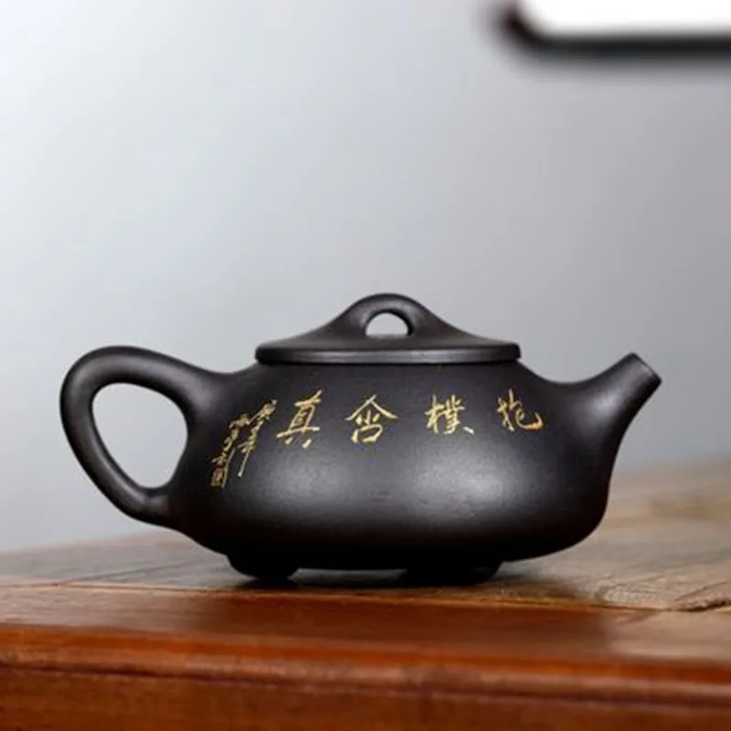 Yixing Фиолетовый Глиняный керамический чайник керамика ручная работа черная грязь