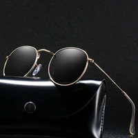 classic vintage round polarized sunglasses men brand designer polaroid sun glasses women metal frame black lens eyewear driving
