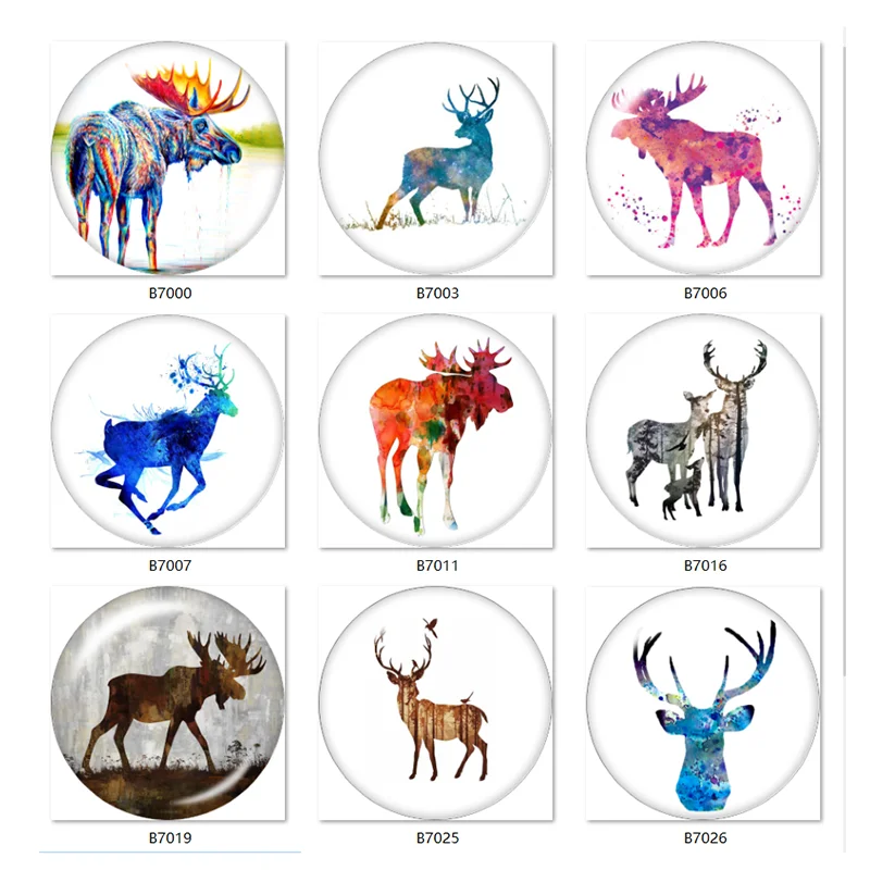 Самодельные ювелирные изделия с изображением головы лосяного оленя акварельных