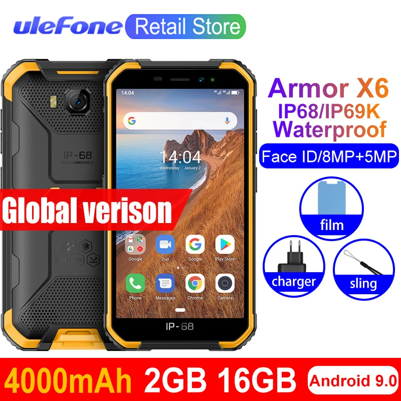 Ulefone Armor X6 IP68/IP69K водонепроницаемые мобильные телефоны MT6580 Восьмиядерный 2 ГБ 16 4000