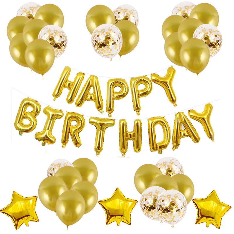 

Happy Birthday Aluminum Film Balloon Set Birthday Party Room Decoration Birthday Balloon 12-inch Sequin Balloon