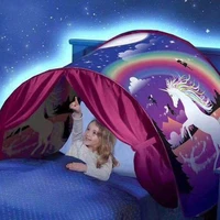 kids dream bed tents with light storage pocket children boy girls night sleeping foldable pop up mattress tent playhouse unicorn