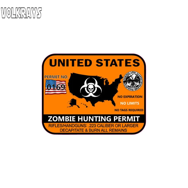 Volkrays модная Автомобильная наклейка США охотник за зомби охотничий патент