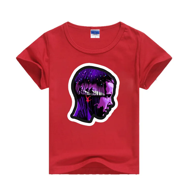 Wine red Футболка с принтом «странные вещи» детские топы, повседневные летние хлопковые футболки с короткими рукавами из модала - Color: Wine red