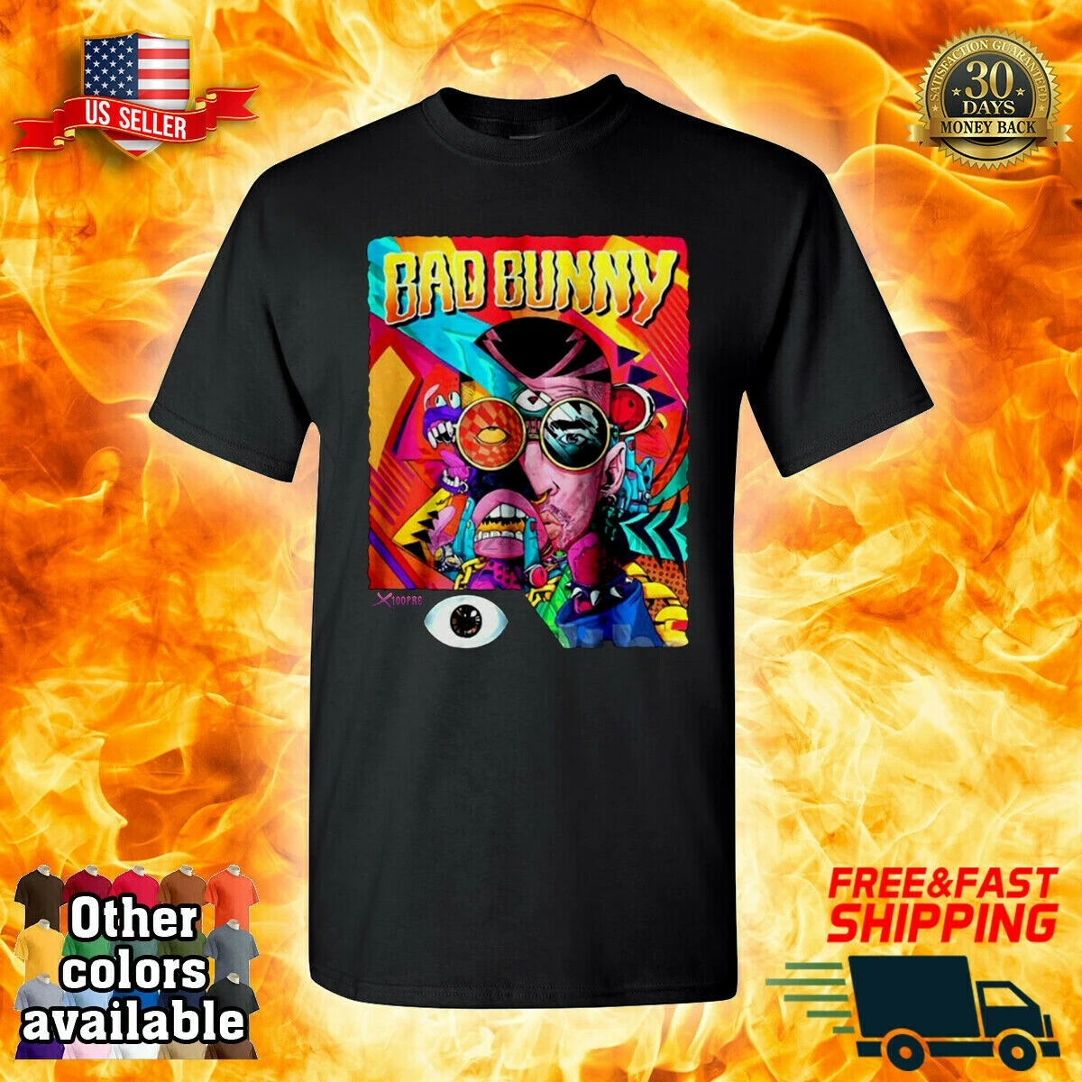 

Black T-Shirt BAD BUNNY Tour 2020 with dates Men Size S-5XL
