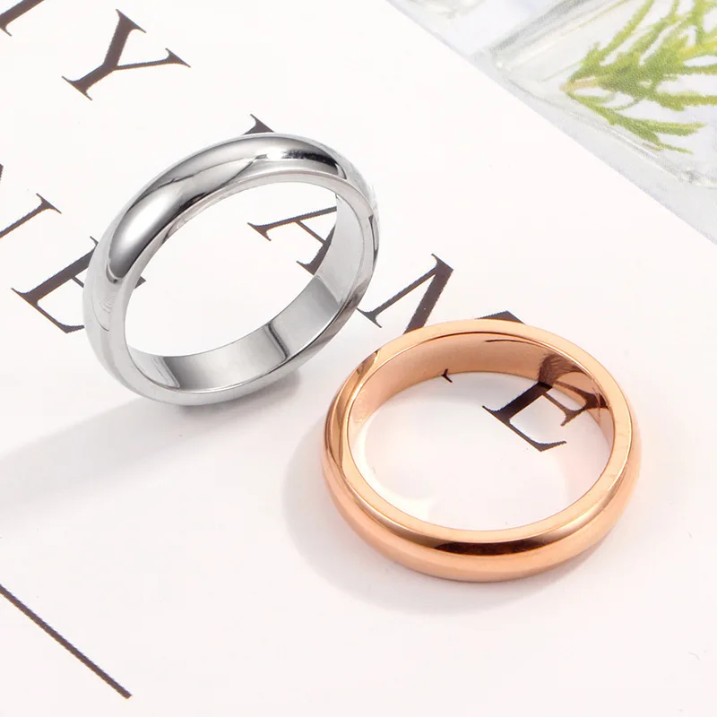 MAE Classical INS Rings Silver Rose Gold 4mm Round Titanium Stainless Steel For Women Men Simple Style Fashion Jewelry | Украшения и