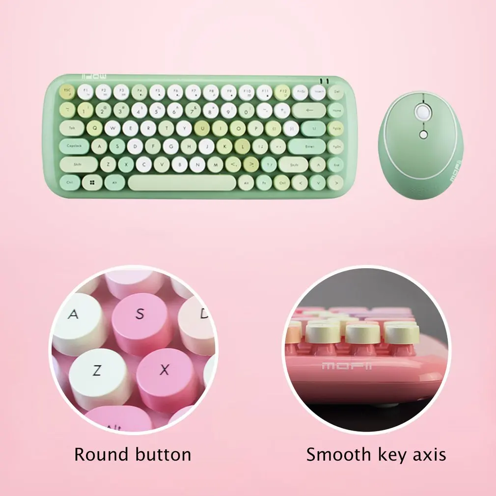 

MOFii Wireless Keyboard And Mouse Ergonomic Notebook Home Office Use USB Keyboard Optical Mouse Mixed Color Version