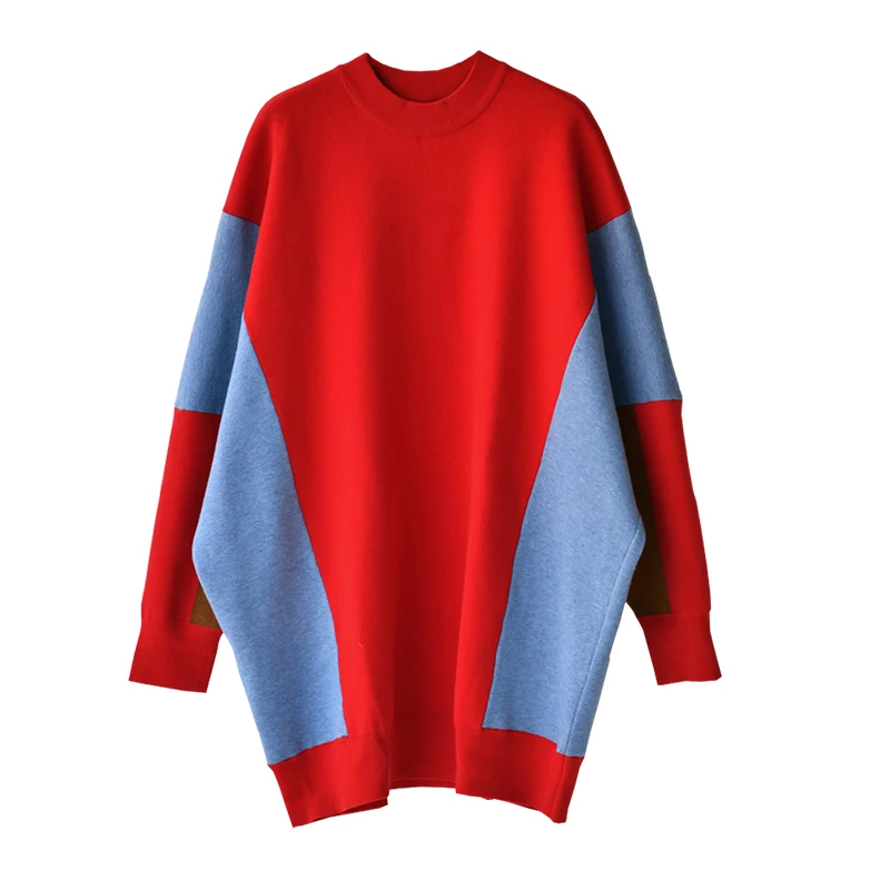 Утепленное шерстяное платье MICOCO M832 большого размера с круглым цветным