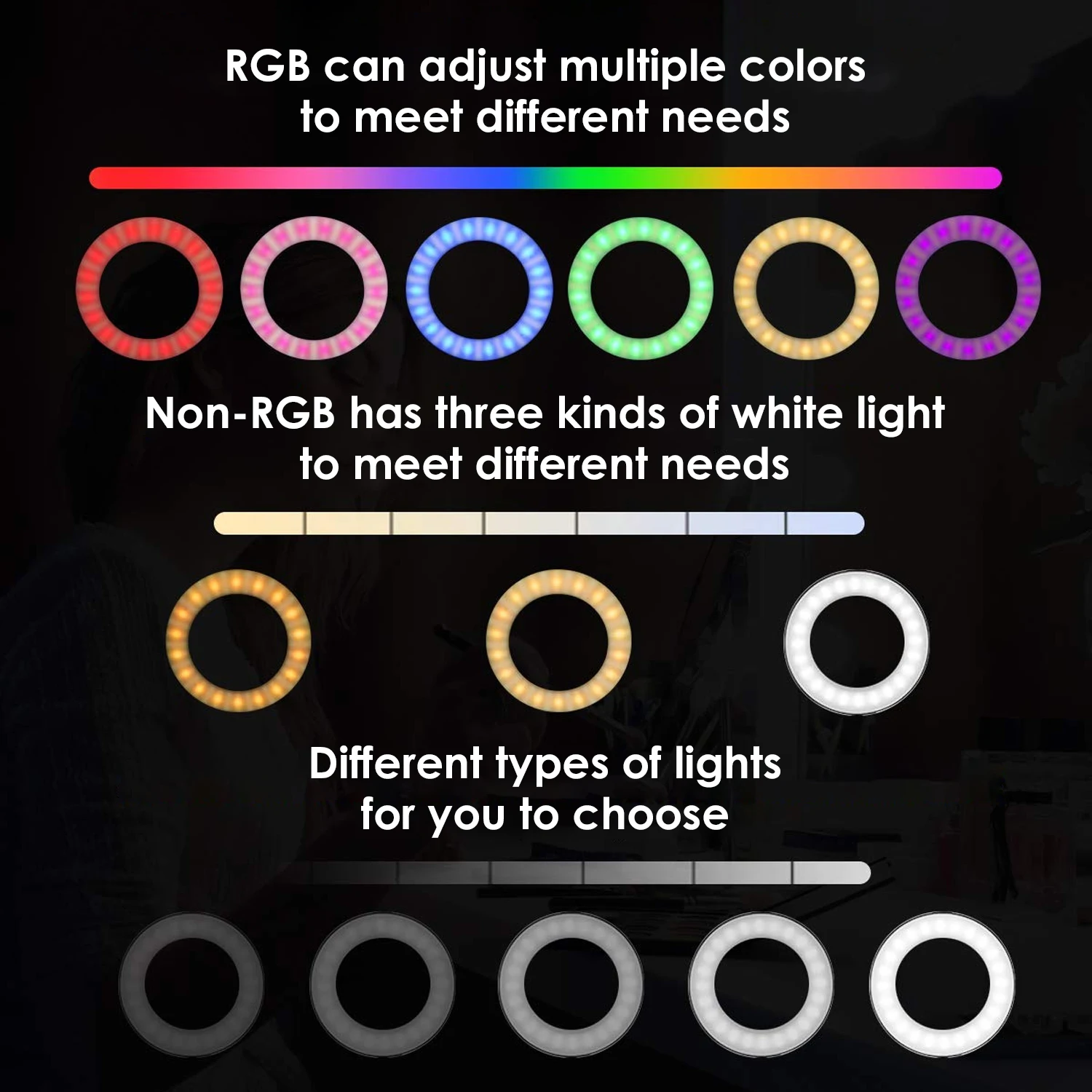 Двойной RGB кольцевой светильник с дистанционным управлением лампа со штативом