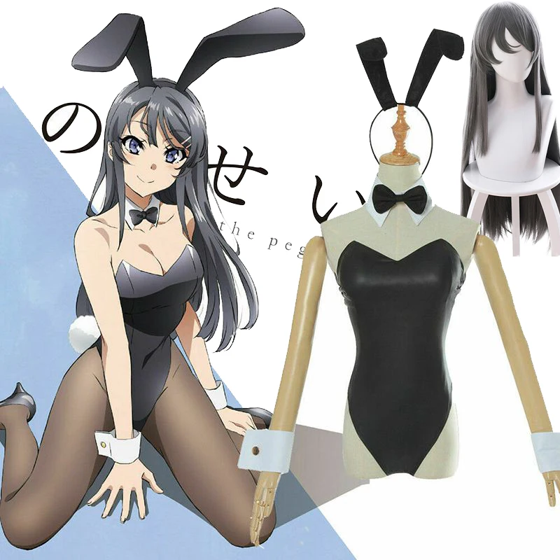 

S-2XL Rascal Does Not Dream of Bunny Girl Senpa Cosplay Costume Mai Sakurajima Jumpsuit Hair band Christmas Party Suit
