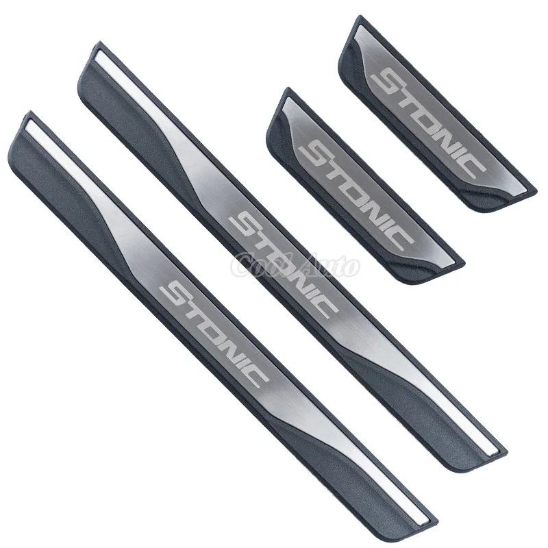 

For KIA STONIC Accessory 2021 2020-2017 Stainless Carbon Car Door Sill Kick Scuff Plate Protector Trim Cover Pedal Guard Styling