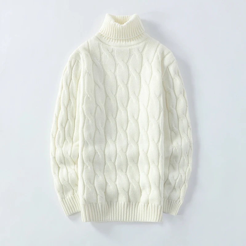 

Свитер мужской однотонный с воротником «хомут», приталенный вязаный плотный пуловер, свитер, повседневный топ с высоким воротником, зима