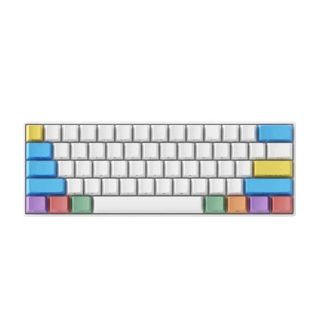 

61 Keys PBT Keycaps Wireless Bluetooth Ultra-Compact 60% Mechanical Gaming Keyboard For Windows / Ios / Andoid - White Light