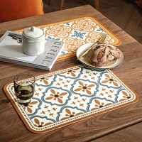retro leather light luxury placemat bowl mat household waterproof anti scald heat resistant western placemat coaster