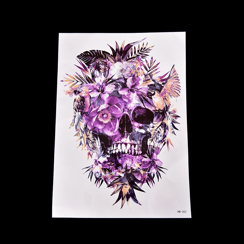 

1Pc Skull Beautiful Temporary Tattoo Stickers 21*15cm Temporary Body Art Waterproof On The Hand Beauty Makeup Tattoo
