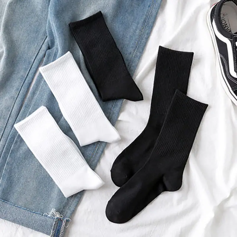 

5 Pairs/Set Cotton Short Medium Long Socks Black White Men Boat Sock Soft Breathable Solid Color Winter Male Ankle Socks