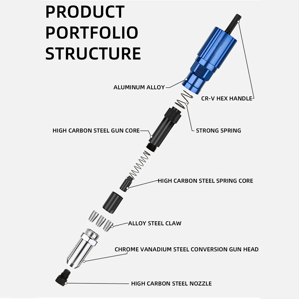 

Electric Rivet Gun 2.4mm-4.8mm rivet nut gun drill adapter Cordless riveting tool Insert Nut Pull Rivet Tool Rivet Nut Gun Tool