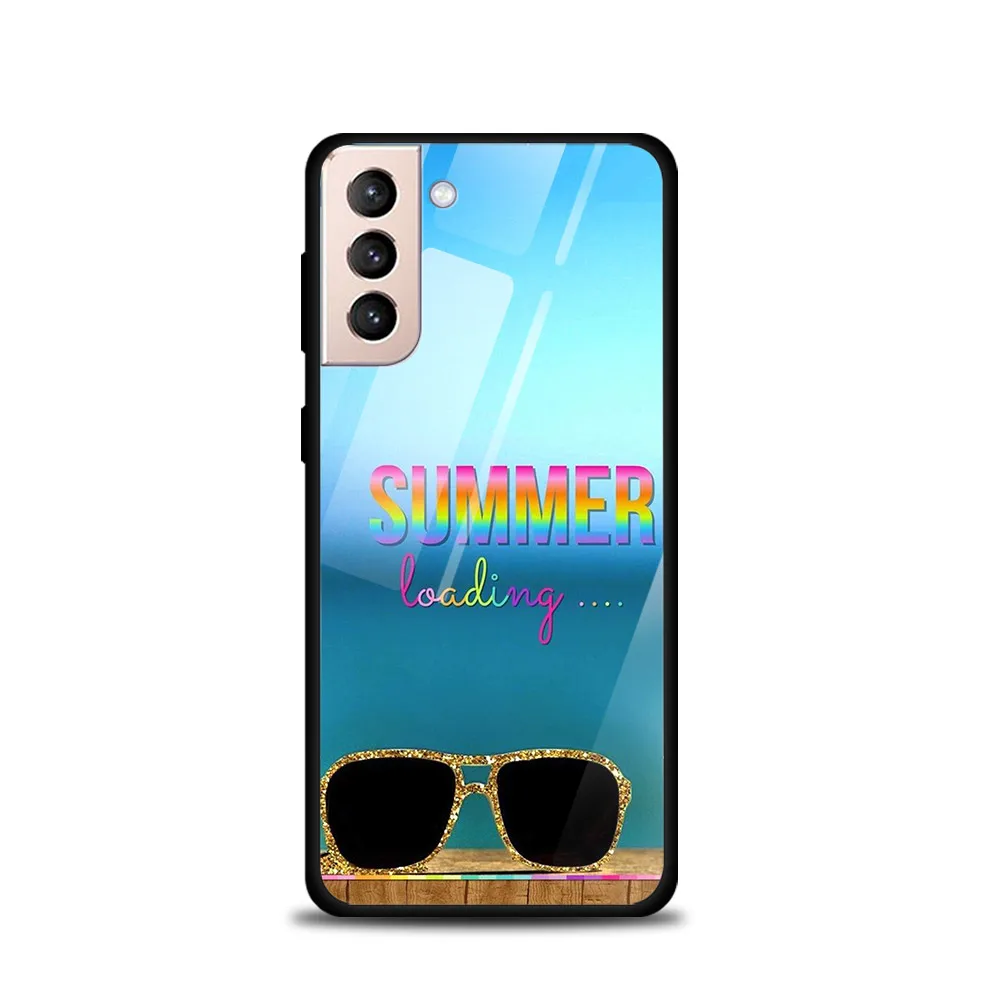 Чехол Hello Summer из кокосового закаленного стекла для Samsung Galaxy S21 Plus Ultra M21 M31 M51 A52 A72