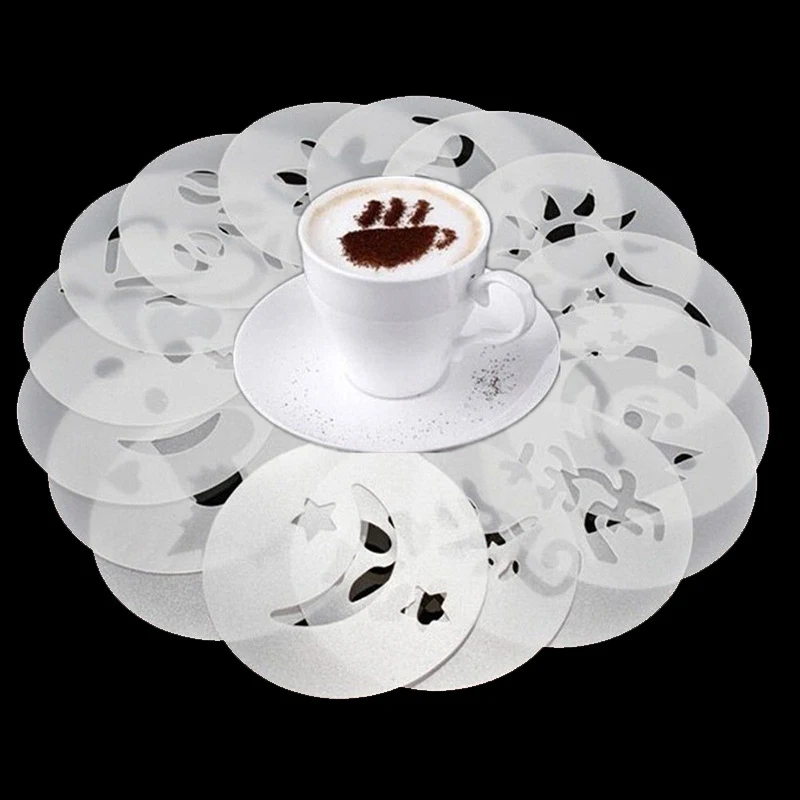 

Coffee Mold Fancy Coffee Printing Model Foam Spray Cake Stencils Powdered Sugar Chocolate Coffee Printing Assembly Kitchen Tools