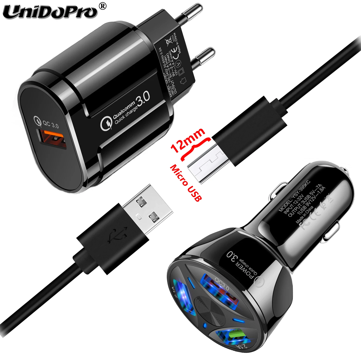 QC 3 0 EU AC Автомобильное зарядное устройство 12 мм наконечник Micro USB кабель для Doogee X95