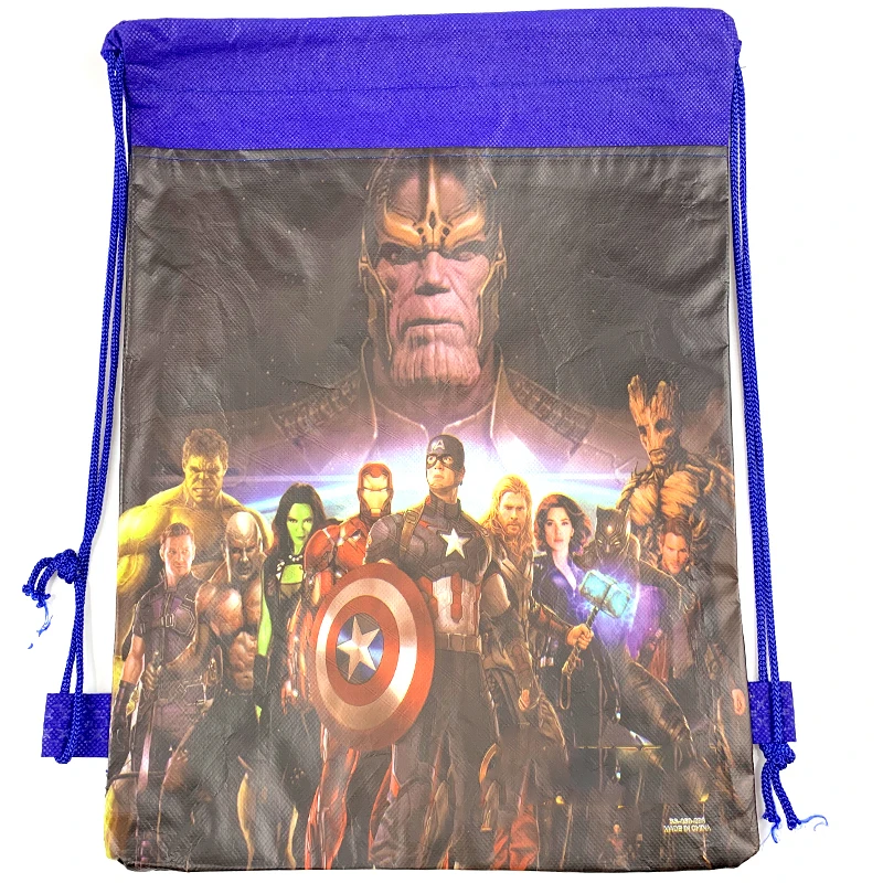 

Baby Shower Decorations Drawstring Gifts Bags Birthday Party Kids Favors Mochila Non-woven Fabrics Super Hero Theme12pcs/lot