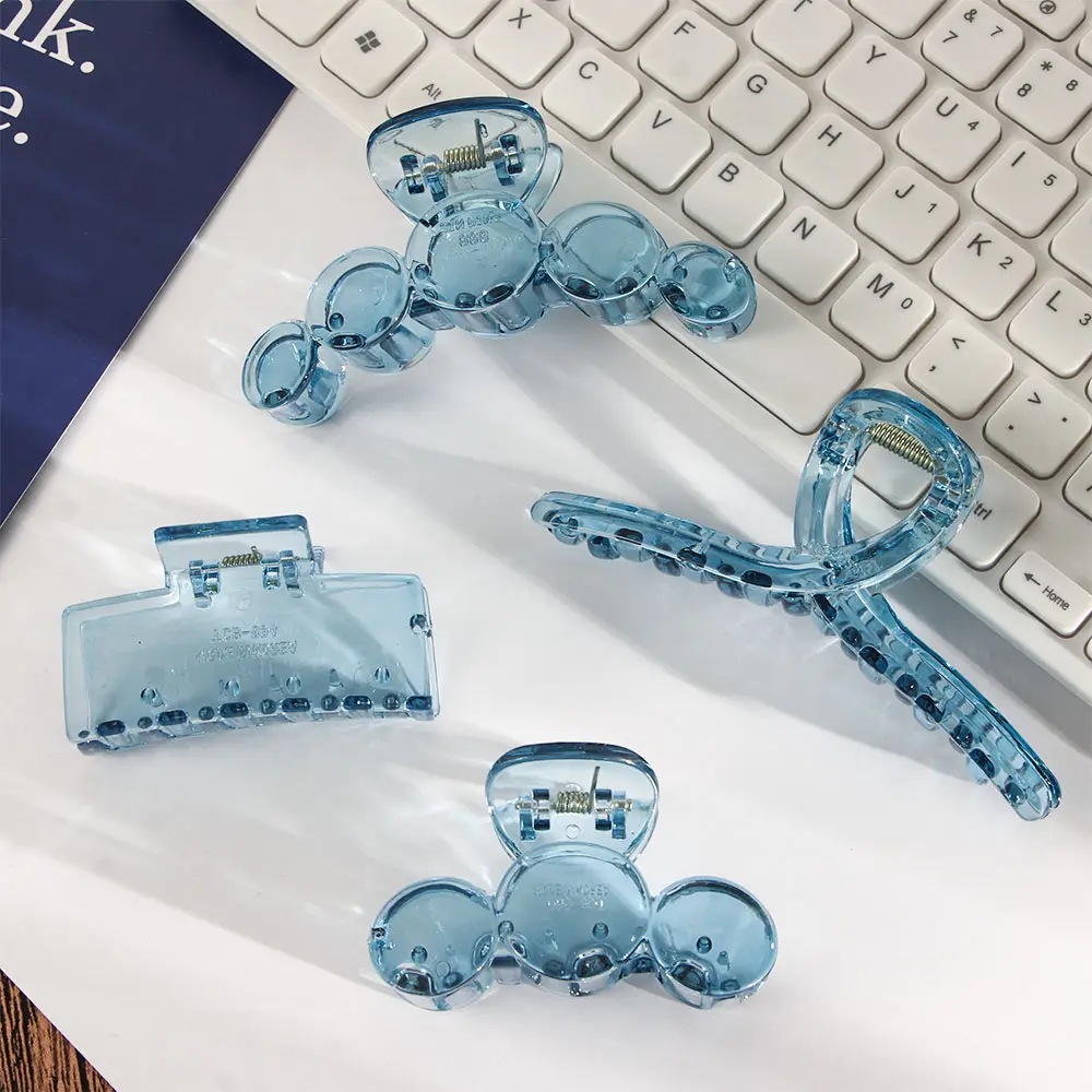 

New Korean Blue Temperament Geometric Hair Claw Female Claw Crab Shark Clip Sweet Transparent Elegant Hair Accessories