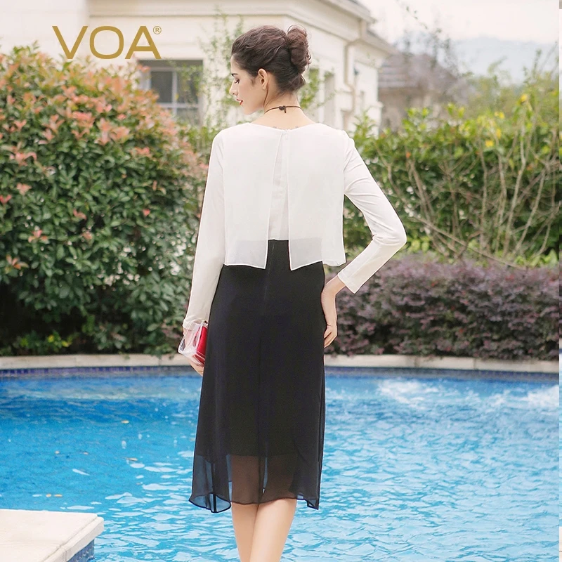 VOA шелковые платья трапециевидной формы женские вязаные осенние с длинным