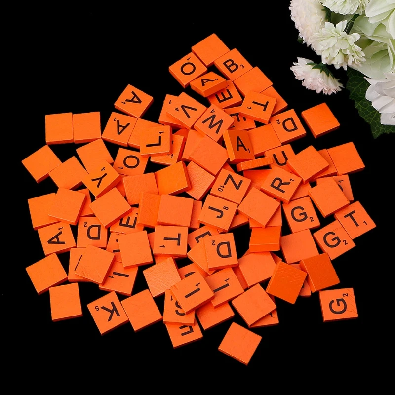 

100Pcs Wooden Colourful Scrabble Tiles Mix Letters Varnished Alphabet Scrabbles