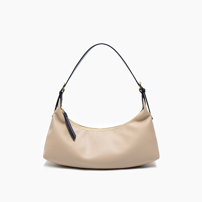 

New Fashion Design Genuine Leather Underarm Bags Chocolate Color Cowskin Baguette Handbags Easy Matching Black Shoulder Bags