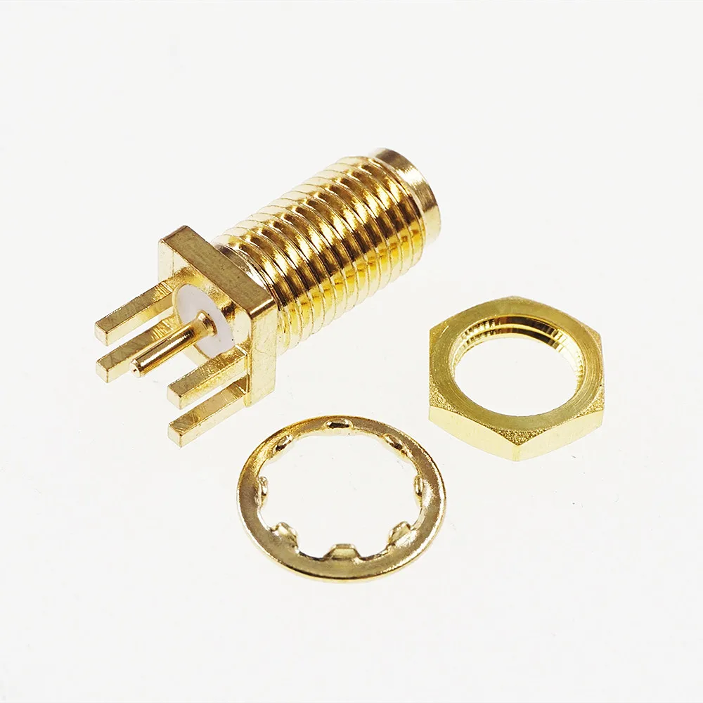50 pcs Gold Plate SMA Jack Receptacle Female Socket Ohm Board Edge End Launch Solder Tab coaxial RF connector 16.5mm Height |
