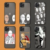 anime one punch man phone case black matte transparent for iphone 7 8 x xs xr 11 12 pro plus mini max clear funda