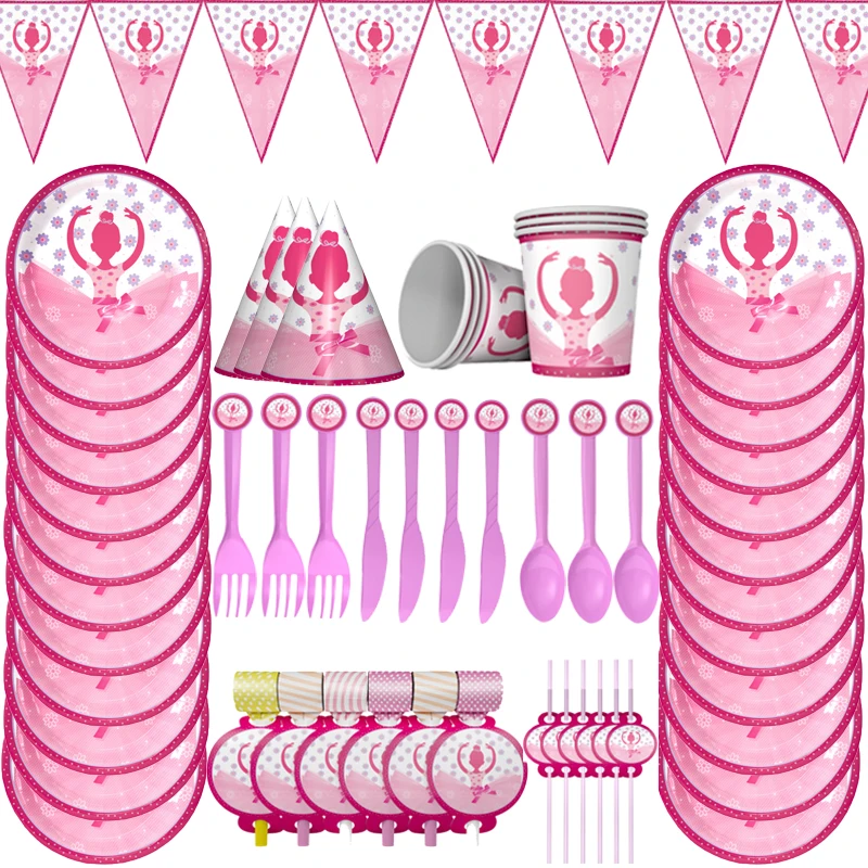 

Dancing Girl Theme Birthday Party Decoration Supplies Disposable Tableware Set Plate Cups Napkins Baby Shower Girls Favors Gifts