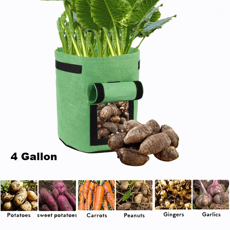 

4 галлона, сумка для картофеля, планшетофон для выращивания растений, горшки для растений, садовые аксессуары, садовый горшок, нетканый мате...