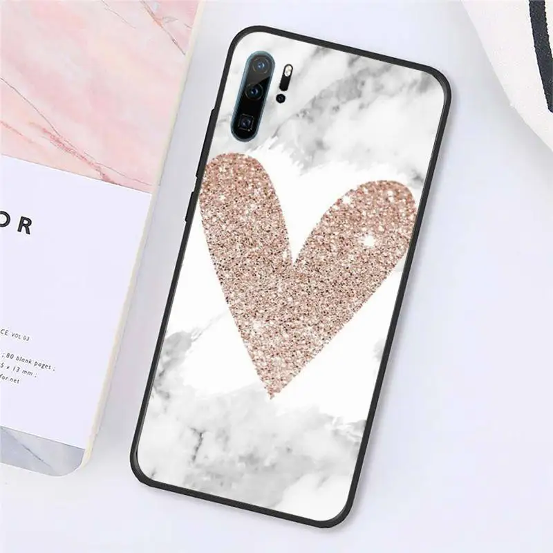 

Glitter Marble Love heart Phone Case For Huawei honor Mate P 10 20 30 40 Pro 10i 9 10 20 8x Lite Y91C V17 6.38 6.44