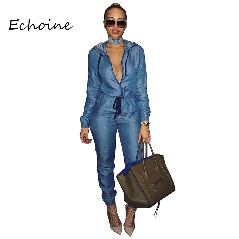 Повседневный Женский костюм Junpsuit ковбойский женский комбинезон на молнии с